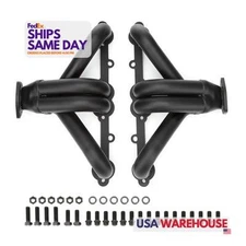 Flowtech 11000FLT, Pair of SBC Block Hugger Headers Steel Black Performance Part