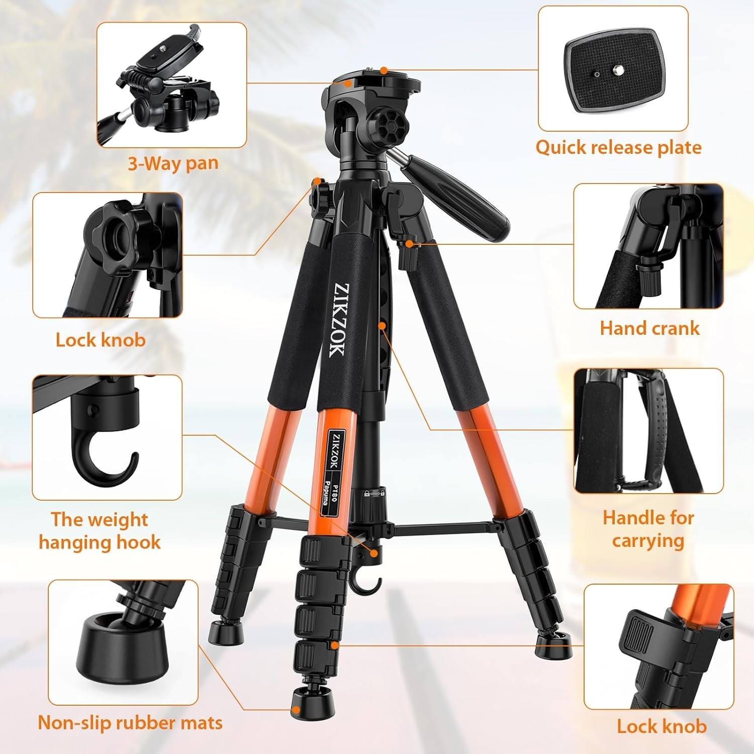 75Inch Camera Tripod for Ipad Iphone, Heavy Duty Aluminum Tripod with 360° Panor