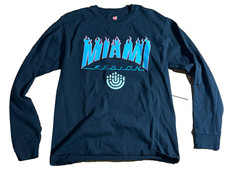 Miami Ultra Graphic Print T-Shirt Mens Size M Black BBYO Ultra Heat Long Sleeve