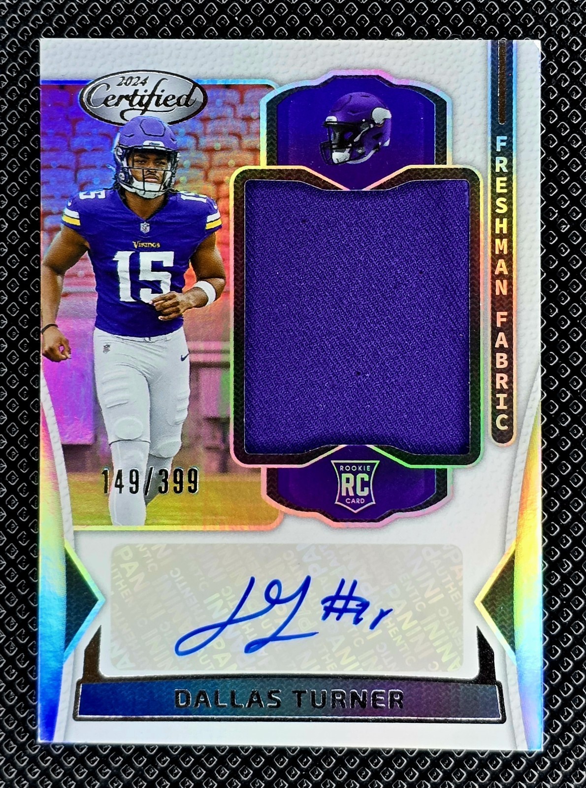 DALLAS TURNER RPA 2024 Panini Certified Freshman Fabric Rookie Patch Auto /399