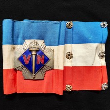 WW1 Enamel Military Veterans Badge, Cross Of Fire, French, with Armband