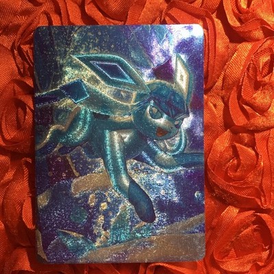 Glaceon Eevee Evolutions BEAUTIFUL CRYSTALS TRAINER Goddess Anime Holo ACG Card