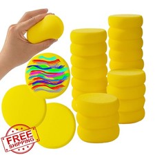 30 Pack Round Painting Sponges 2.9 Inch Yellow Ceramic Clay Watercolor