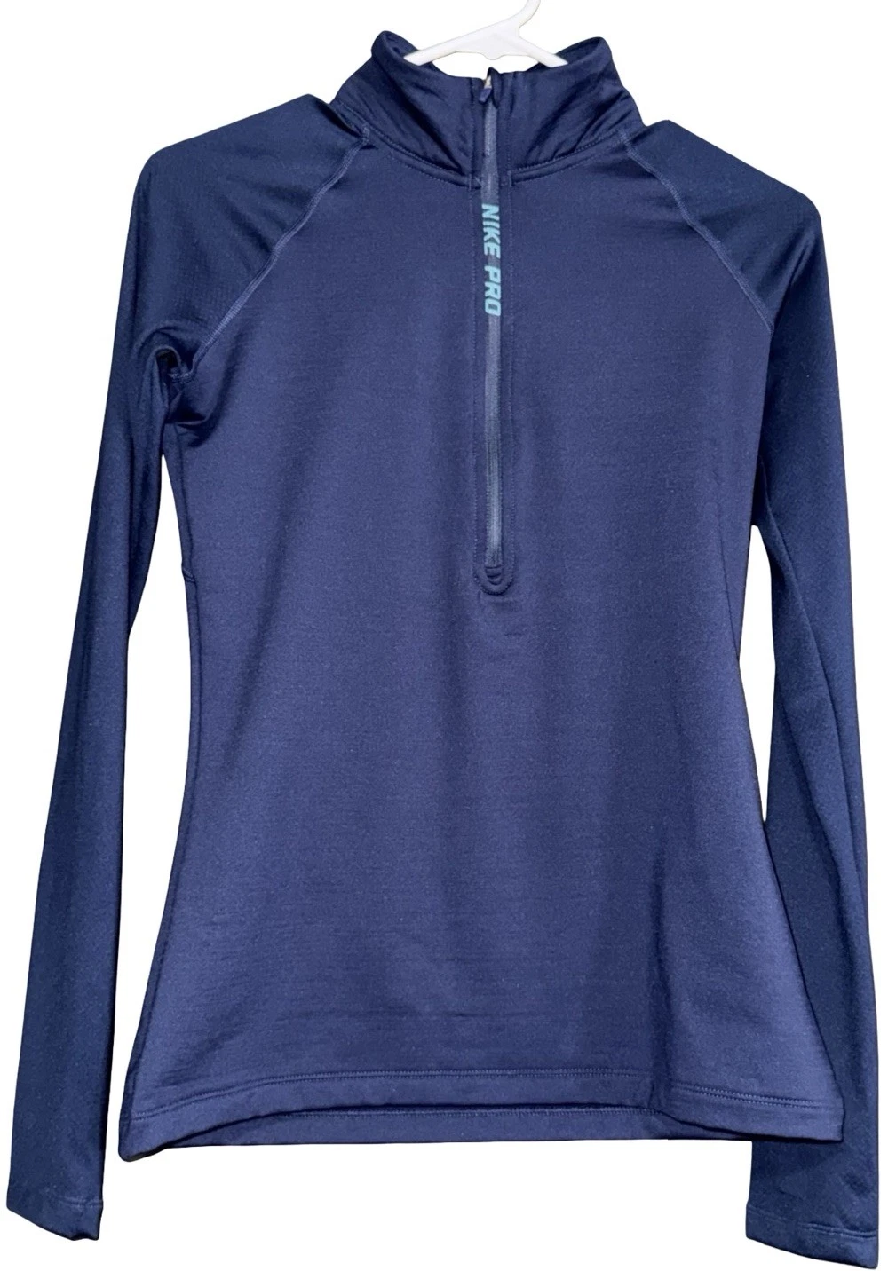 Nike Pro Hyperwarm Half Zip Running Shirt Women’s Sz M Blue Fleece Lined