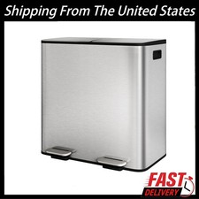 60L/80L Trash Can ,Kitchen Dual Compartment Trash Can ,Step Garbage Bin with Lid