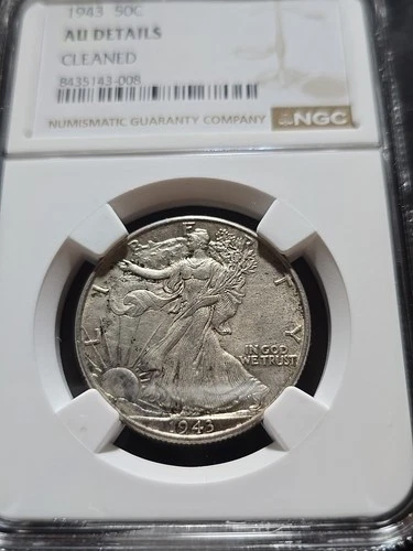1943 50C Walking Liberty Half Dollar NGC AU DETAILS CLEANED TONED 🌈