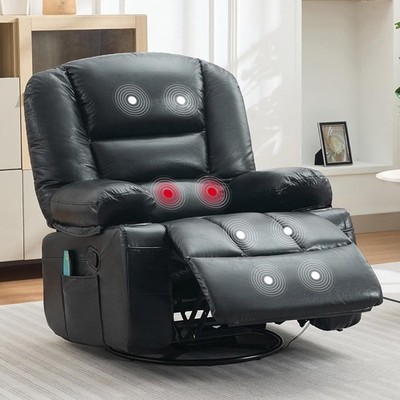 Oversized Recliner Chair with Vibration Massage Heat 360 Swivel Rocker  Chair | eBay