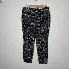 New Nine West Slim Ankle High Rise Business Dress Pants Black White Womens 12