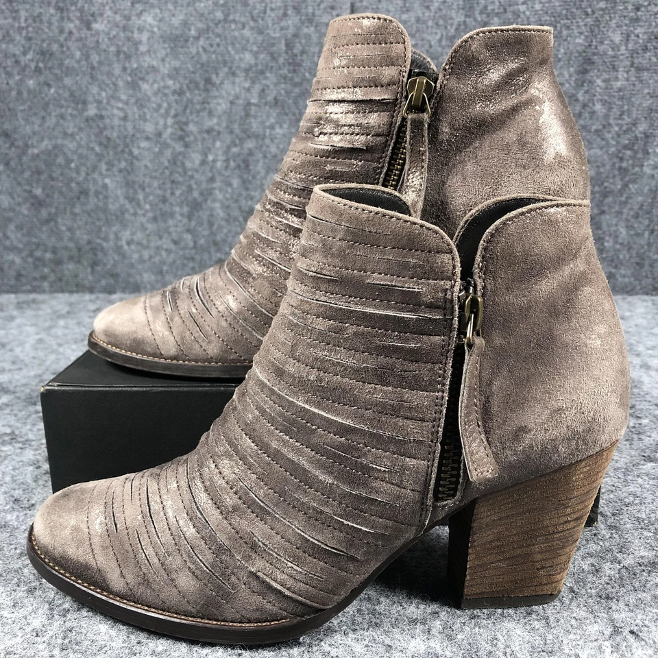 Botines de gamuza Paul Green para mujer talla 7,5 marrón topo tacón bloque Foto 3 de 4