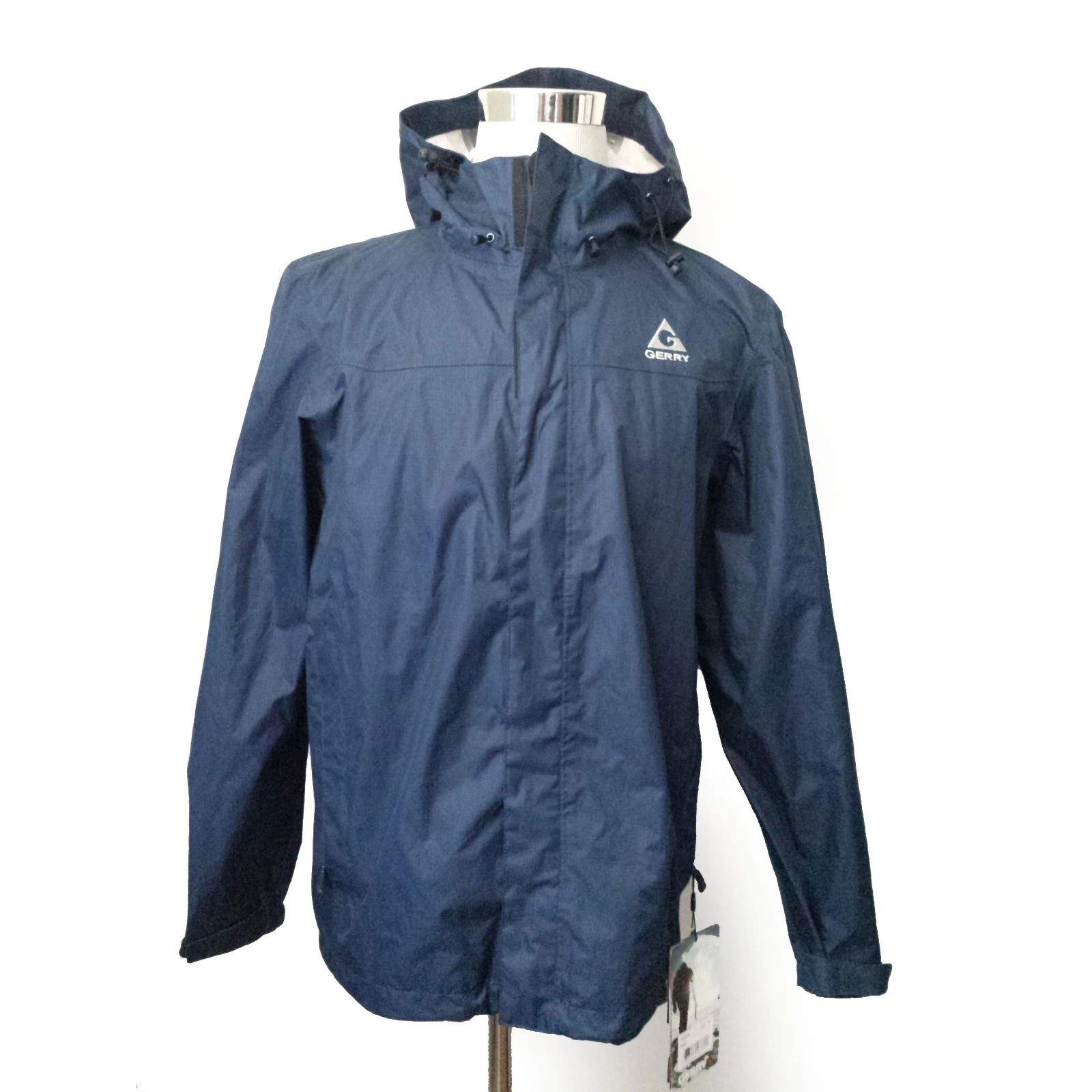 Gerry Packable Windbreaker Men Size M Navy Blue Water Resistant Storm Ready