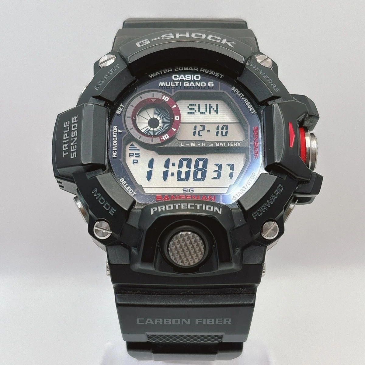 CASIO G-SHOCK GW-9400J-1JF Black Red Master of G RANGEMAN Watch USED