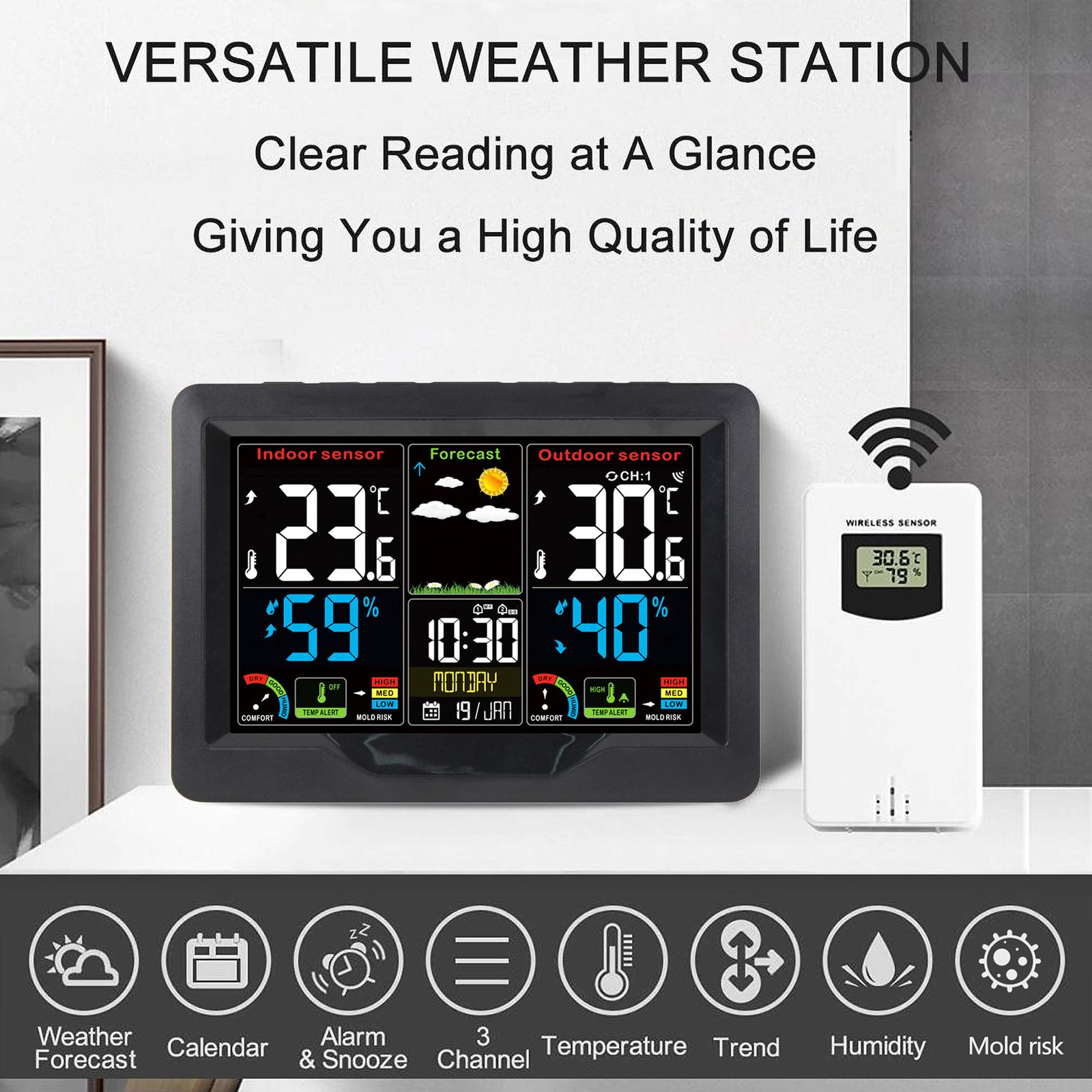 Outdoor WiFi Wireless Digital LCD Display Portable Weather Station - China Portable  Weather Station, Digital Portable Weather Station