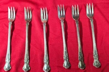 OYSTER FORKS! Set (6) Sterling Gorham Cambridge Cocktail/Seafood 5 1/2" No Mono