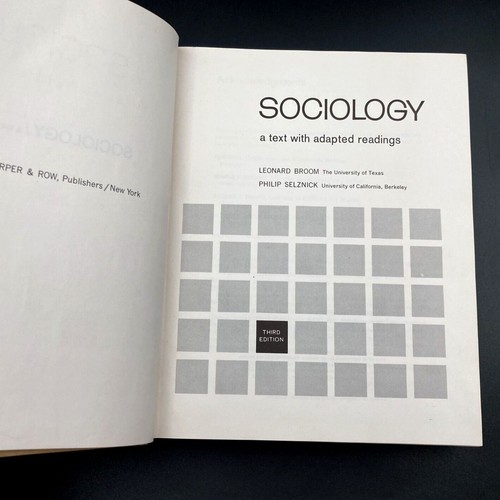 SOCIOLOGY Text with Adapted Readings Broom Selznick Vtg 1963 Textbook HC 3rd Ed - Imagen 5 de 16