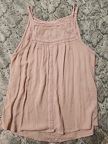 Maurices Blush Floral Lace Tank Top S C37