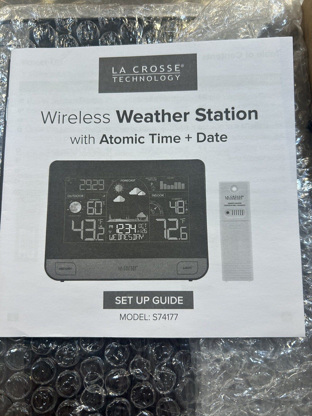 S74177 La Crosse Technology Wireless Weather Station TX141THBV4 Open
