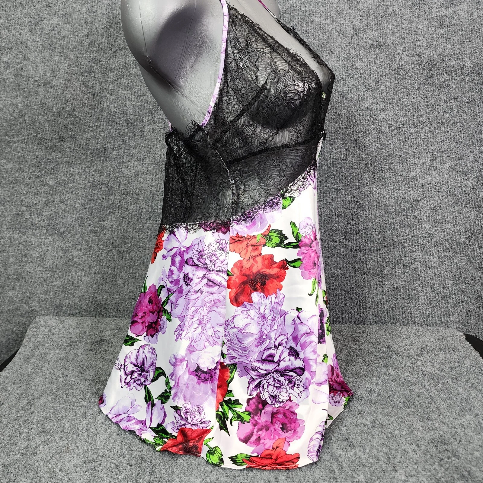 UNDERCOVER Abito da notte Victoria's Secret SLIP floreale bianco VIOLA rosso nero pizzo grande