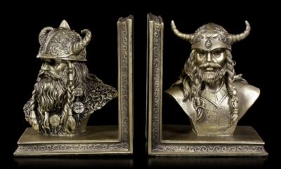 Wikinger Buchstützen - Deko Figur Fantasy Helme Hörner Götter Büsten