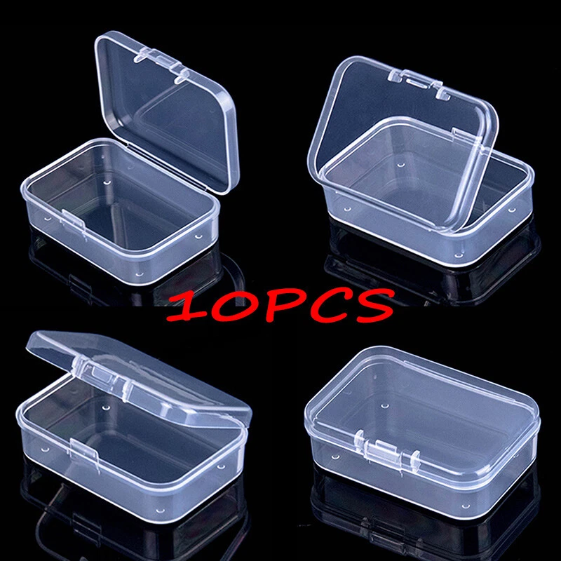 10 Pcs Clear Small Plastic Storage Box Jewelry Beads Organizer