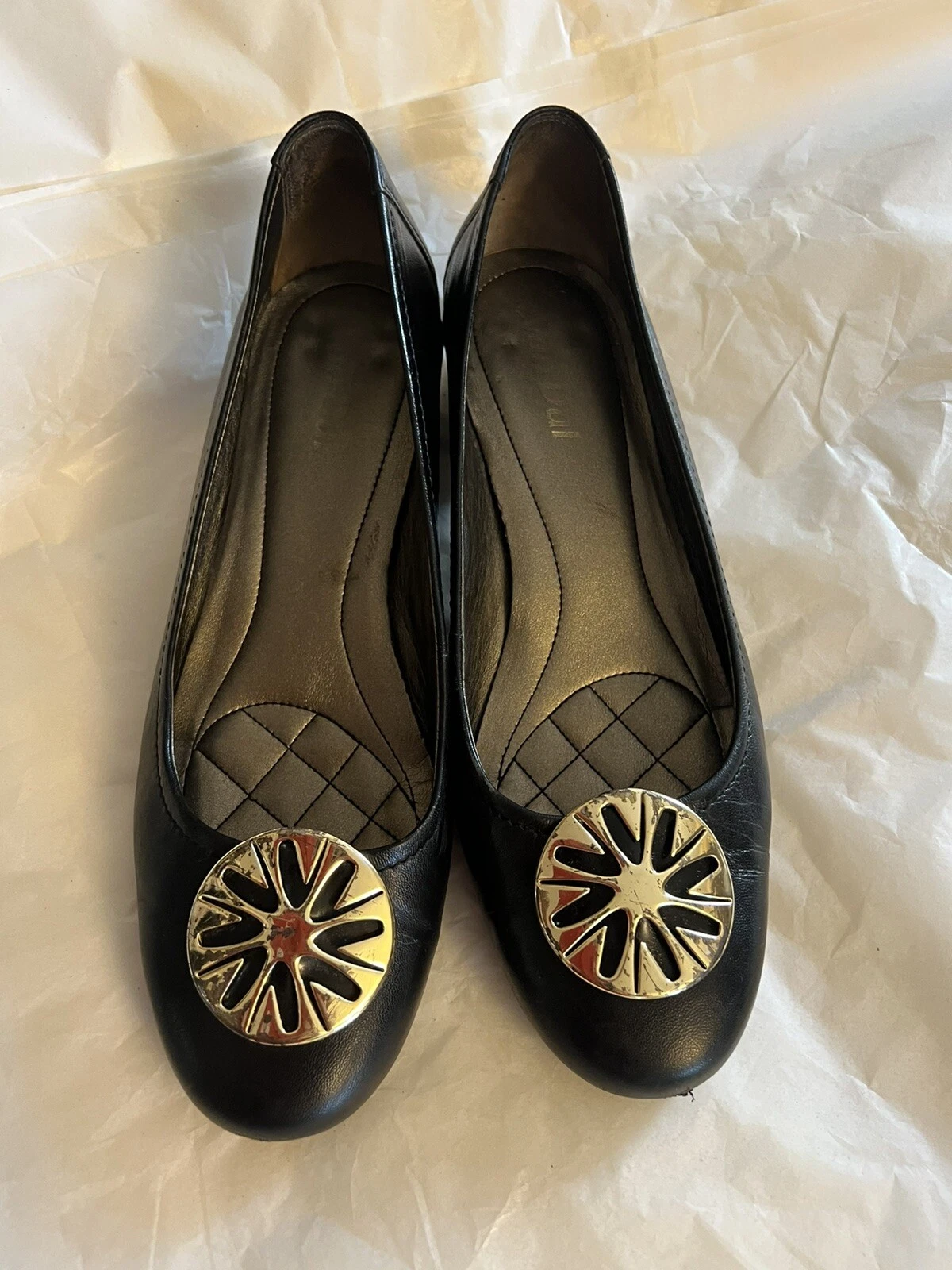 VANS VAN DAL Ashwell Black & G Disc Detail Black Leather Slip On Shoes UK6 D 39