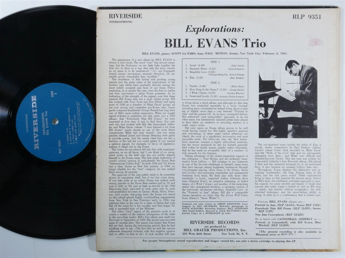 BILL EVANS TRIO Explorations RIVERSIDE RLP-9351 LP b