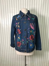 Anuschka Womens Blue Jean Jacket Handpained S...