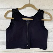 Prairie Wear HuggerPRIMA Zip Front POST-0P COMPRESSION SPORTS Bra Black XL Excel