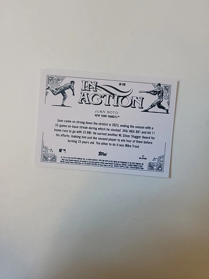 2024 Allen & Ginter Baseball Juan Soto In Action Insert SD4929 - Image 2 of 2