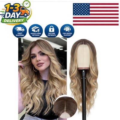 Luxury 26 Inch Ombre Blonde Synthetic Wig - Adjustable & Comfortable Fit