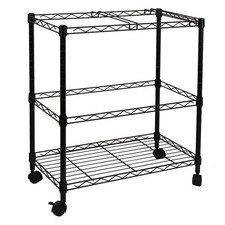 2 Tier Rolling File Cart with Wheels, Portable Metal Office Organizer Storage,