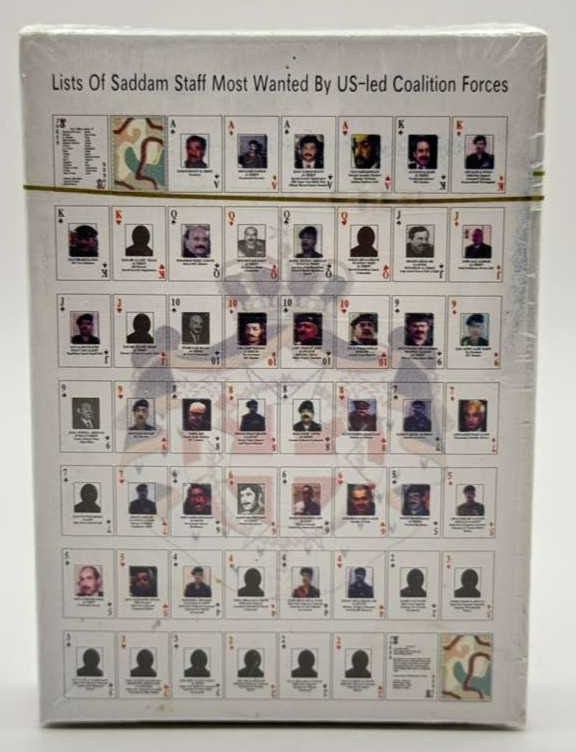 2003 Saddam Hussein Most Wanted Playing Cards Sealed USFLAGKING Iraq War Collect