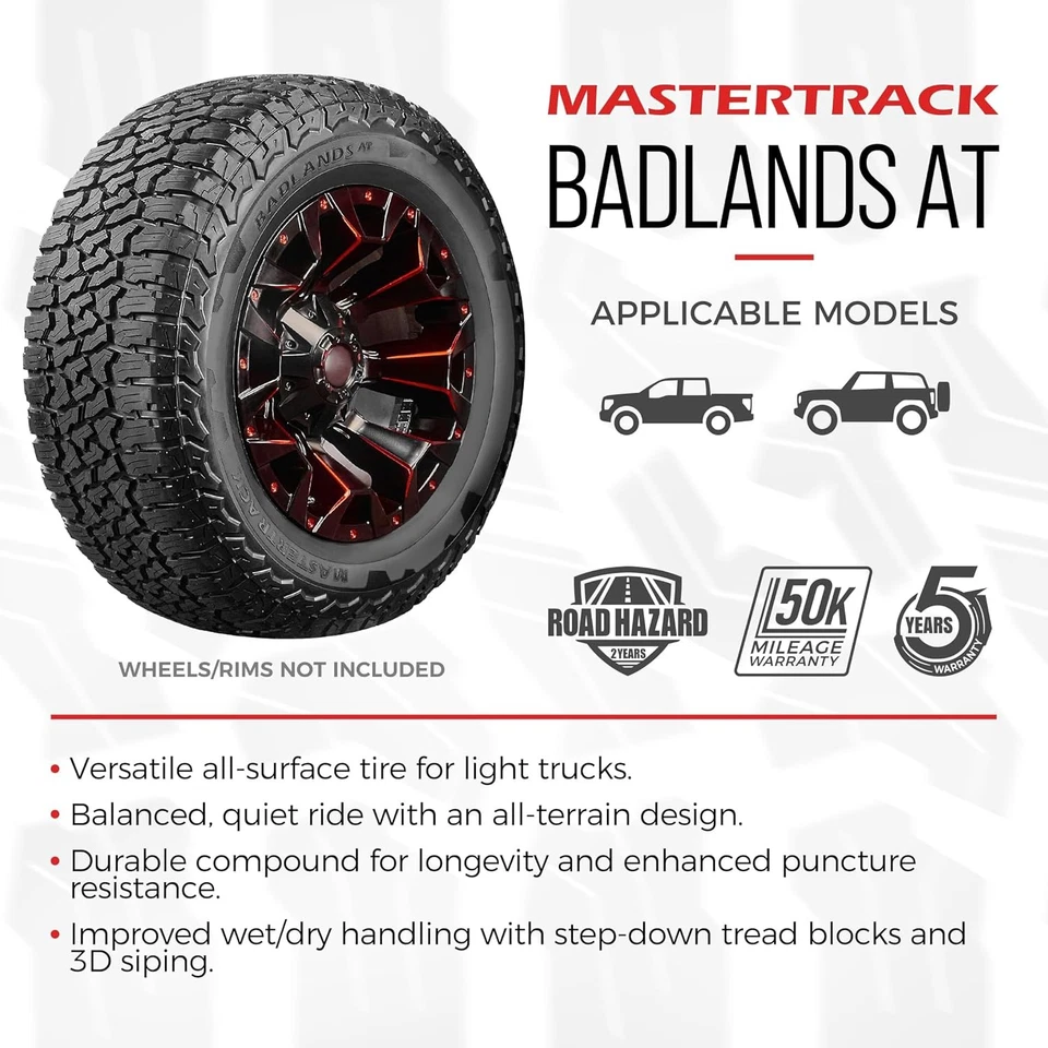 4 All Terrain Tires Mastertrack BADLANDS AT P285/70R17 117T SUV Light Truck Tire - Image 2 of 4