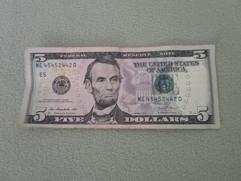 2013 Trinary Five Dollar Bill