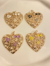 Lot Of 4 Zipper Pull Button Stamped Charms