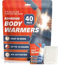 Adhesive Body Warmers 40 Pack Ultra-Thin Stick-On Patches Targeted Warmth