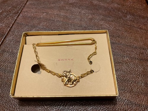 Vintage SWANK Men's Jewelry Tie Bar Slide ELEPHANT 1865995