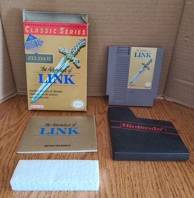 Nintendo NES Zelda II (2) Adventure of Link CIB:Box,Cart,Manual,Protector Works