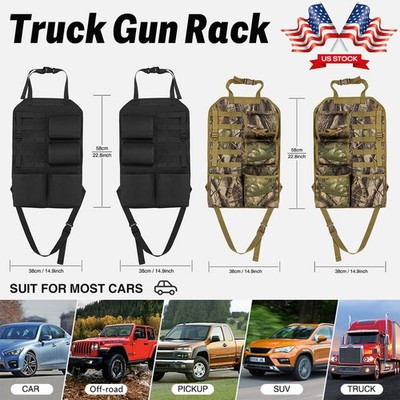 2PCS Vehicle Truck Seat Back Organizer Gun Rack Foldable Rifle Holder w/ Storage