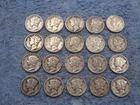 20 SILVER MERCURY DIMES  WITH DATES lot 123