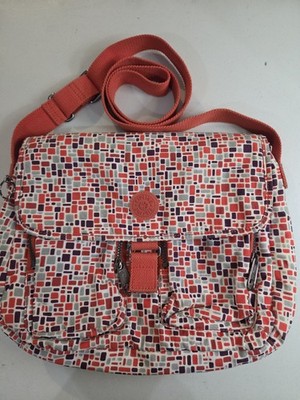 Kipling Crossbody Flapover Messenger Bag Geometric Design Extra Outside Pockets 