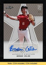 2020 Leaf Perfect Game National Showcase 1/1 Braden Calise #BA-BC2 Auto READ a8r