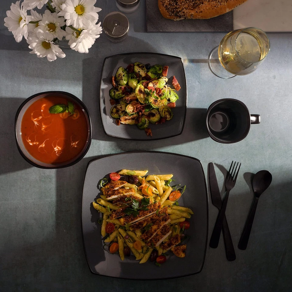 Gibson Soho Lounge квадратный реактивная глазурь керамика столовый набор, обслуживание для 4 - Изображение 3 из 4