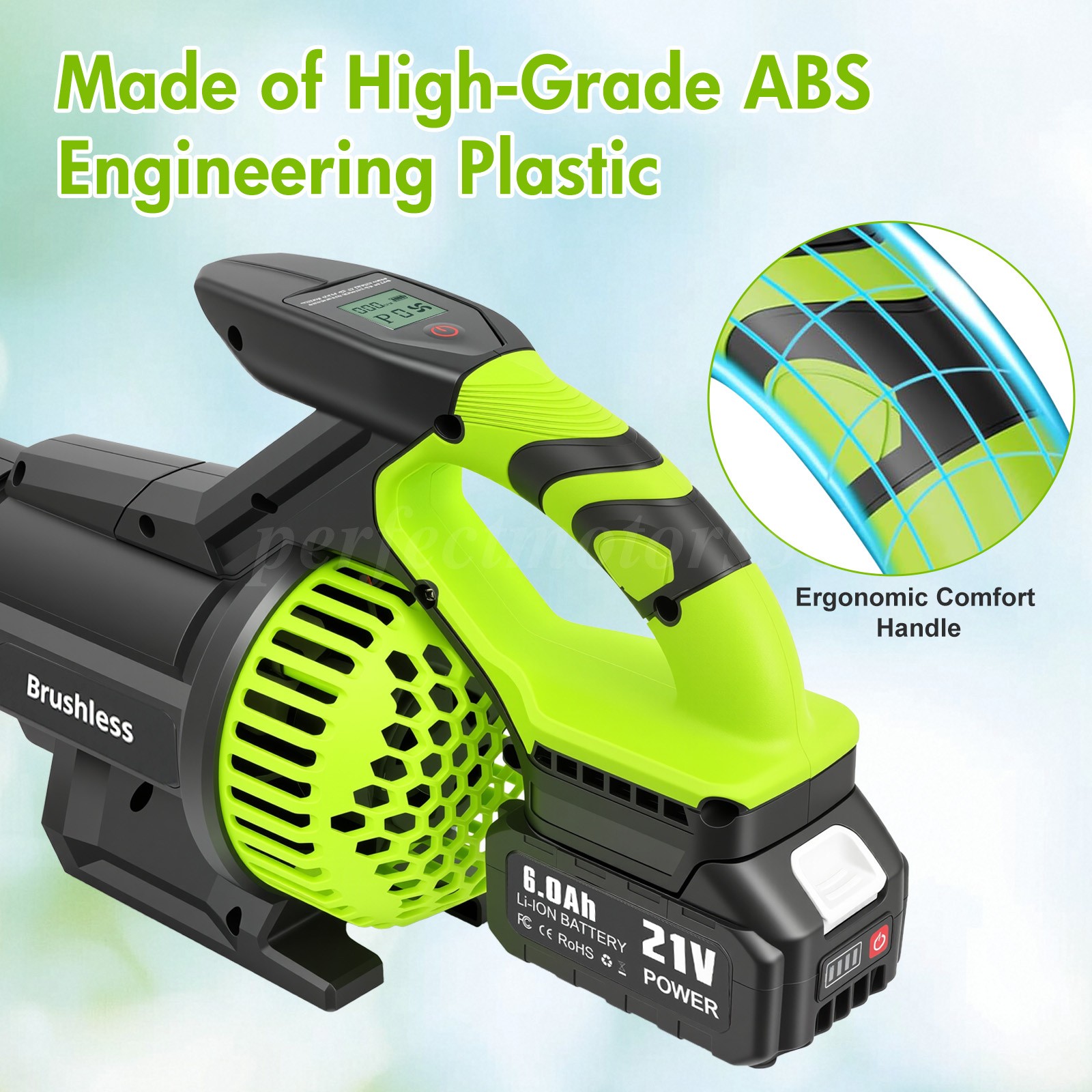 Cordless Leaf Blower 700CFM/280MPH & 6 Speed Levels Electric w/2 Batteries 6.0Ah