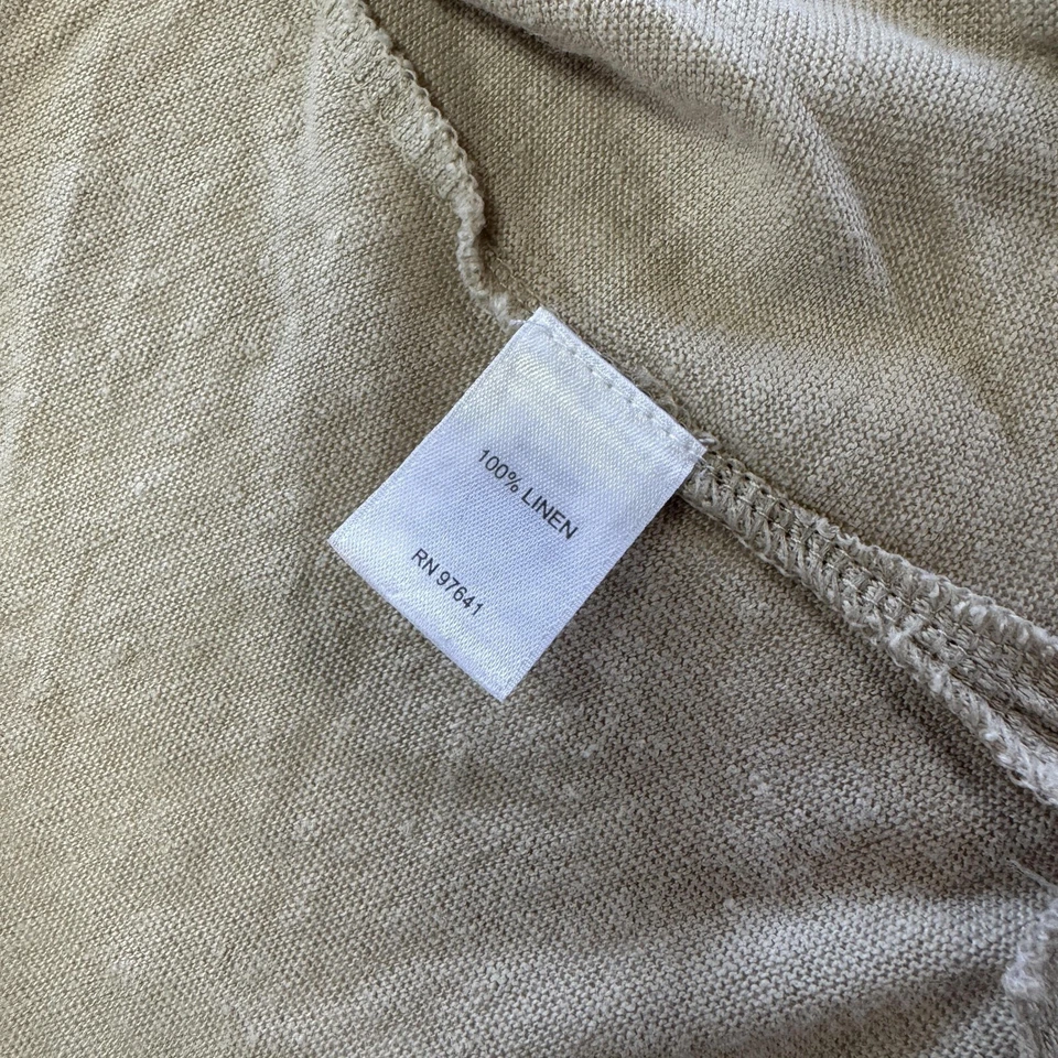 Cárdigan de lino J.Jill Love para mujer grande pequeño tostado frente abierto mangas acanaladas Foto 4 de 4