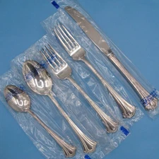 International Deep Silver SERENITY Flatware 5 Pc Place Setting Vtg 1980s New Bag