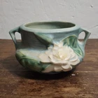 Vintage Blue Roseville Pottery Water Lily Jardiniere 663 Embossed Flowers READ