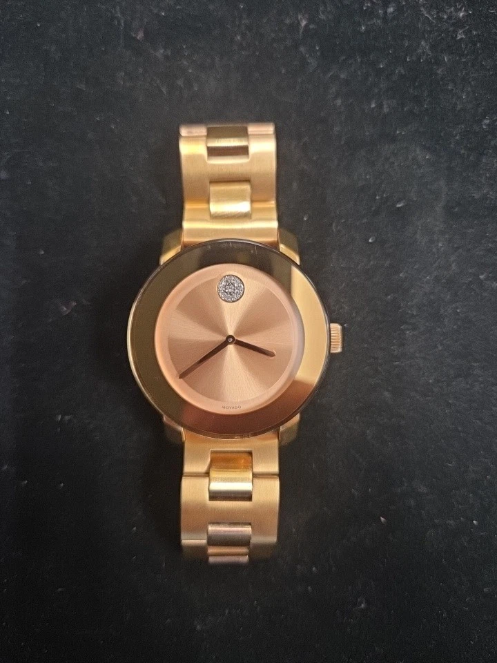 Used Woman\'s Movado Wristwatch MOVADO BOLD Purple Watercolor Dial Blue Leather Ladies Wrist  main image 4