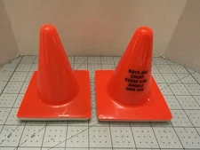 2 Traffic Cone 4" Mini Desk Top Paper Weight Orange Road Pylon SEE  REMARKS