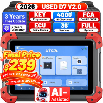 2026 XTOOL USED D7 V2.0 Bidirectional Scanner All Diagnostic Tool Key Programmer