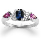 14k Solid White Gold Three-Stone Sapphire and Alexandrite Ring #R1948 — photo 2